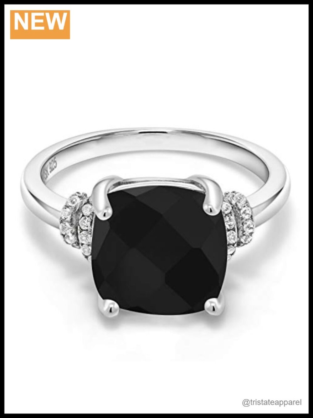 Sterling Silver Cushion Cut Gemstone Birthstone Ring